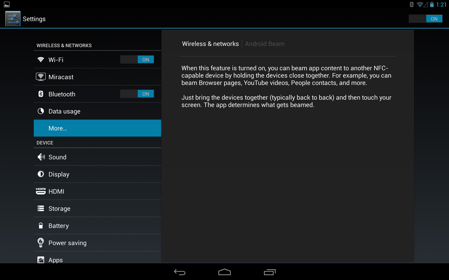 android tablet menu button