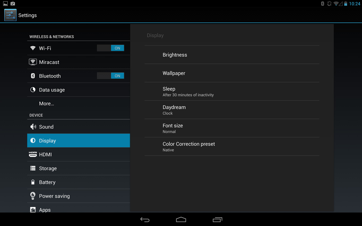 Display Settings screen